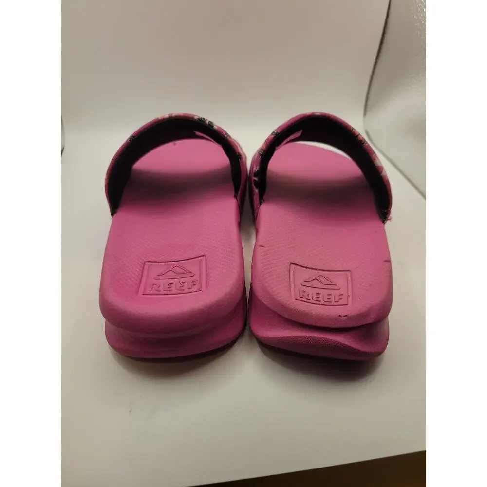 Little Girls Reef Flip Flops Size 1 Big Kid Butterfly Pink Summer